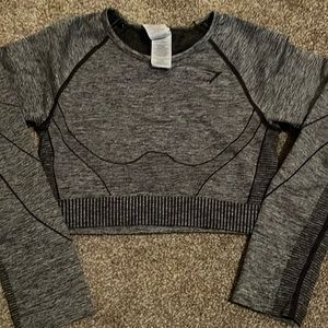 Black Marl, Hyper Amplify Long Sleeve Crop Top